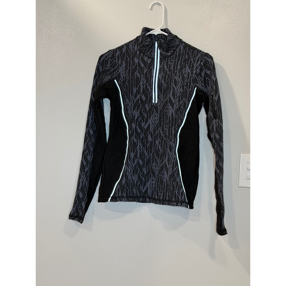 VSX Sport Victoria's Secret Grey Black Quilted Panel Quarter Zip Active Top S